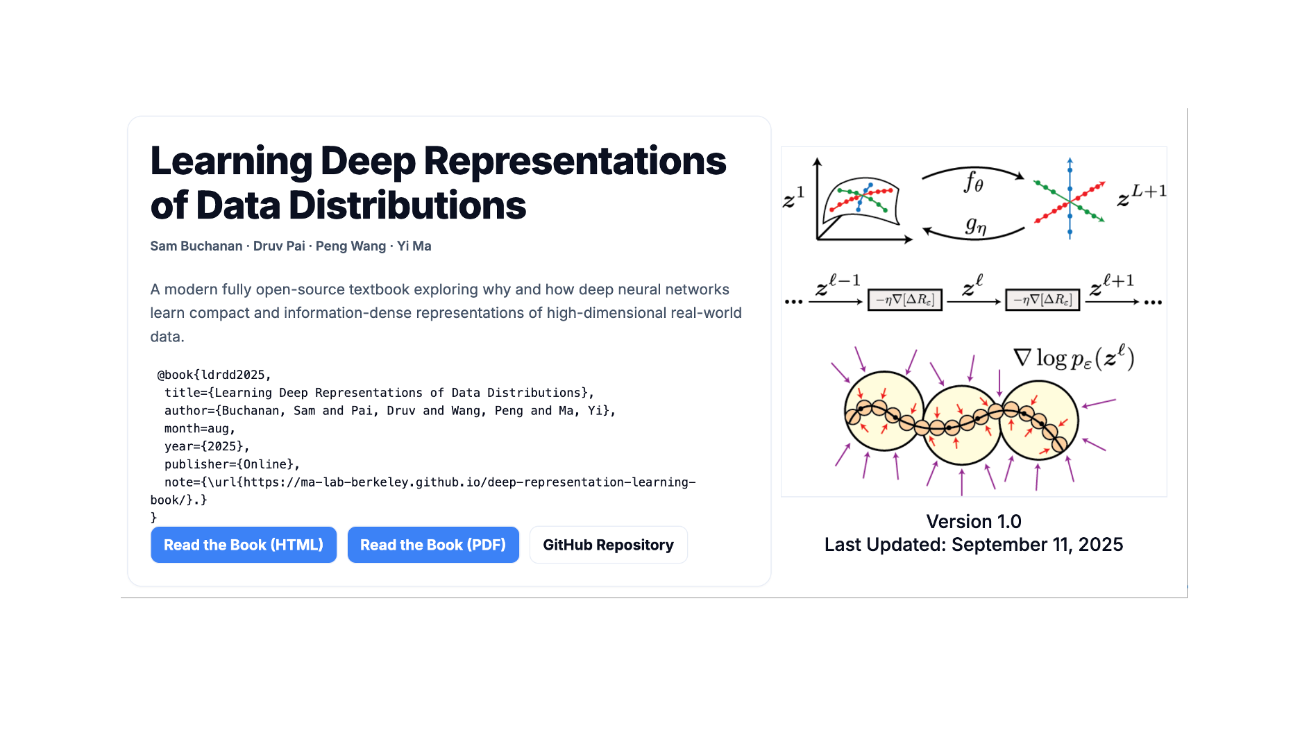 开放式教材Learning Deep Representations of Data Distributions 发布