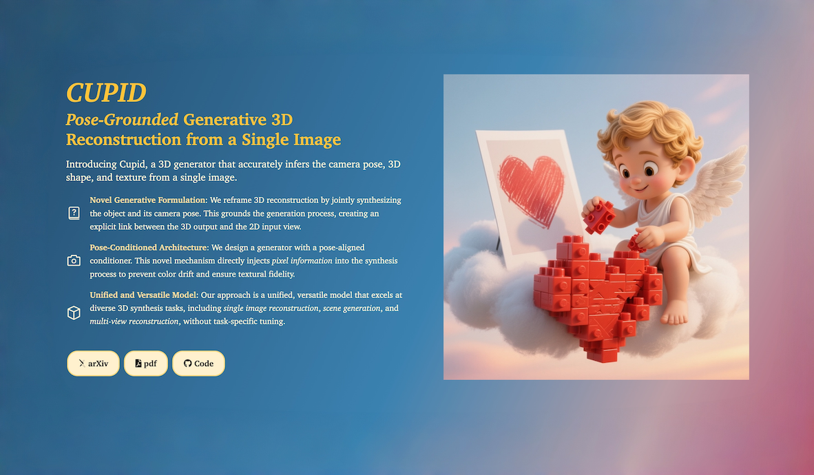 CUPID：单张图像的“姿态锚定式”生成式三维重建